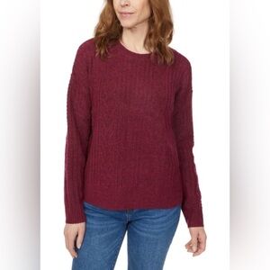 Women's Cozy Cable Knit Sweater - Red